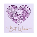 Laser cut butterfly heart greeting card with gold foil Best Wishes on white background - White Shell With Purple Inner Page (1# Purple) (HK-682)