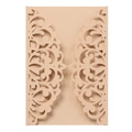 Edle champagnerfarbene Laserschnitt-Hochzeitseinladung aus Perlmuttpapier mit Blumenmuster - Beige Gold