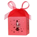 Laser-cut red Christmas candy gift box with candle hollow design and red ribbon bow - Pearlescent Red