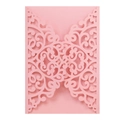 Faire-part de mariage rose découpé au laser avec élégant motif floral européen - Rose
