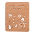 Detail of laser-cut Christmas card with snowman motifs and Best Wishes message - Kraft Outer With Ivory Inner