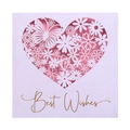 Laser-cut heart and butterfly greeting card with pink insert and gold Best Wishes text - White Shell With Pink Inner Page (2# Pink) (HK-682)