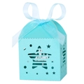 Dettaglio scatola regalo azzurra intagliata al laser con stella e fiocco di nastro - Blu Tiffany