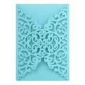 Elegant light blue laser-cut wedding invitation cover with intricate floral patterns - Tiffany Blue