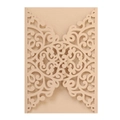 Housse d'invitation de mariage découpée au laser dorée avec motifs floraux - Beige Or