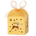Scatola di caramelle natalizia dorata con renna traforata e nastro di organza elegante - Oro
