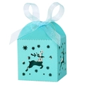 Scatola regalo di Natale azzurra con renne intagliate e fiocchi di neve eleganti - Blu Ottanio