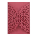 Detail of red laser-cut invitation cover with intricate vintage floral patterns - Dark Red