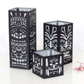 Three-piece set of black Tiki tribal totem paper lantern shades for party candle decor - Lampshade Mask Style (L M S)