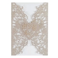 Pochette d'invitation champagne pailletée découpée au laser avec motifs floraux et cœur - Or Rose Pailleté