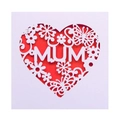 Macro view of laser-cut MUM hollow greeting card with red rose and butterfly details - White + Red Inner Page