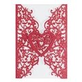 Elegant red glitter laser-cut floral invitation cover with heart detail for weddings - Glitter Red