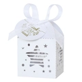 Macro view of white star-shaped hollow gift box with satin ribbon and Thank You card - White (With Tag)