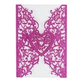 Glittery magenta laser cut wedding invitation cover with elegant hollow heart and floral pattern - Glitter Rose Red
