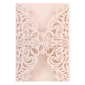 Elegant laser-cut floral wedding invitation pocket in creamy white pearlescent paper - Nude Pink