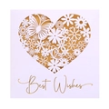Detail of laser-cut heart pattern with butterflies and gold Best Wishes lettering - White Shell With Gold Pearl Inner Page (HK-682)