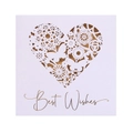 Close-up of laser-cut butterfly lace design and gold foil Best Wishes greeting card - White + Kraft Inner Page