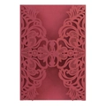 Motifs de vigne découpés au laser sur une invitation de mariage rouge avec finition mate - Rouge foncé