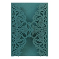 Couverture d'invitation vert sarcelle découpée au laser avec motifs de dentelle chic - Vert Encre