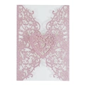 Pink glitter laser-cut wedding invitation cover with elegant floral heart pattern - Glitter Pink