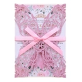 Carte d'invitation papillon découpée au laser pailleté rose avec nœud en ruban satiné - Rose Épais 97#