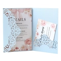 Lot de faire-part de mariage lavande découpé au laser avec motifs floraux et RSVP - Bleu Brume