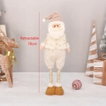 Retractable Christmas Santa plush doll in cream and gold finish, standing at 78cm tall - Retractable Long Leg Style (HX-21043A)