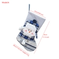 Blue knitted Christmas stocking with snowman design and snowflake bell details - Snowman Earflap Hat Style (YH239923 A)