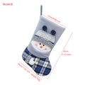 Blue knit Christmas stocking with snowman and plaid pattern, Model B variant with dimensions - Snowman Double Pom Hat Style (YH239923 B)