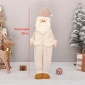 Retractable Christmas Santa Claus plush doll in cream white fabric standing 98cm high - Extra Large Retractable Style (HX-21041A)