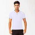 Men's white breathable short sleeve polo shirt with gray trim for sports and casual wear - S / White
