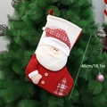 18 inch rode gebreide kerstsok met 3D kerstman en rand van imitatiebont - Kerstman / 46cm