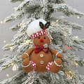 Weihnachts-Lebkuchenmann mit Kochmütze und Schleife, 17cm Festliche Baumdekoration - Weißer Kochmütze Stil (QD24B628 A)
