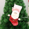 52cm Santa Claus Christmas stocking in red velvet with pink knit cuff and belt detail - Santa Claus Style (YH99030 A)