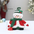 Pluche kerstsneeuwpop met groen gestreepte muts en sjaal, 22 cm hoog kerstornament - Sneeuwpop (MY24110 B)
