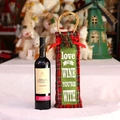 Bolsa de regalo para vino de Navidad con cuadros rojos y verdes y estampado festivo - 17M054 Cuadros Rojos