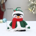 22 cm Kerst pinguïn pluche pop met groen gebreid jasje en een gestreepte muts - Pinguïn (MY24110 D)