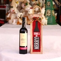 Bolsa de regalo de Navidad para vino en yute con mensaje festivo y adorno de piñas - Color Lino