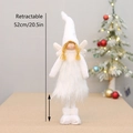 Poupée ange de Noël blanche rétractable avec tenue en peluche et boucles dorées, 52cm - Style Rétractable / Blanc (XT62014B)