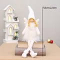 Ange de Noël en peluche blanche avec jambes rétractables et ailes, hauteur 58cm/22.8in - Ornement à Longues Jambes / Blanc (XT62015B)