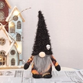 Gnomo di Halloween 32cm con cappello di teschi neri e motivi arancioni festivi - Stile Nero (YH22004A)