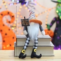 Gnomo di Halloween di peluche con cappello RIP e segno Happy Halloween, 35cm - Stile Grigio (HX-2251A)