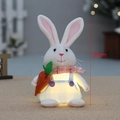 Coniglietto pasquale luminoso con salopette a quadretti blu e carota radiosa, 24 cm - Pantaloni a Quadretti Blu Con Carota (HX-2283 A)
