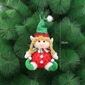 Ciondolo elfo di Natale con cappello di paillettes verdi e corpo in velluto rosso, 25cm - Stile Elfo Tondo con Cappello di Paillettes Verdi (QD24B622B)
