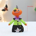 Halloween Kürbispuppe mit grünem Oberteil und lila Schleife, 25cm festliche Plüschfigur - Kürbis Zauberer (YH249901A)
