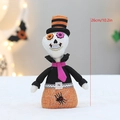 Halloween Skelett Plüschpuppe mit orangefarbenem Hut und Spinnenmuster, 26 cm hoch - Skelett Gentleman (YH249901B)