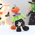 Halloween Plüschfigur Kürbis mit grünem Oberteil und Geisterrock Deko 39cm groß - Langbeiniger Kürbismann (YH249904A)