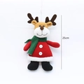 25cm plush Christmas reindeer ornament in red knit sweater and green scarf decoration - Knitted Red Sweater Reindeer (MY24120C)