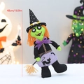 Green-skinned Halloween witch doll with orange hair and purple dress, 48cm tall - Long Leg Witch (YH249904C)