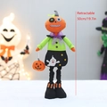 Retractable Halloween pumpkin head doll with green dress and purple bow 50cm height - Retractable Pumpkin Man (YH249905A)